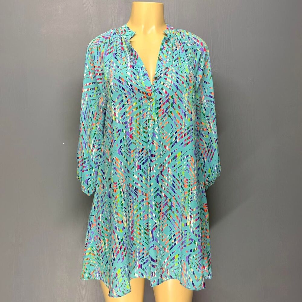 Buddy Love Boho Shift Dress | Geometric Print | Balloon Sleeve | S